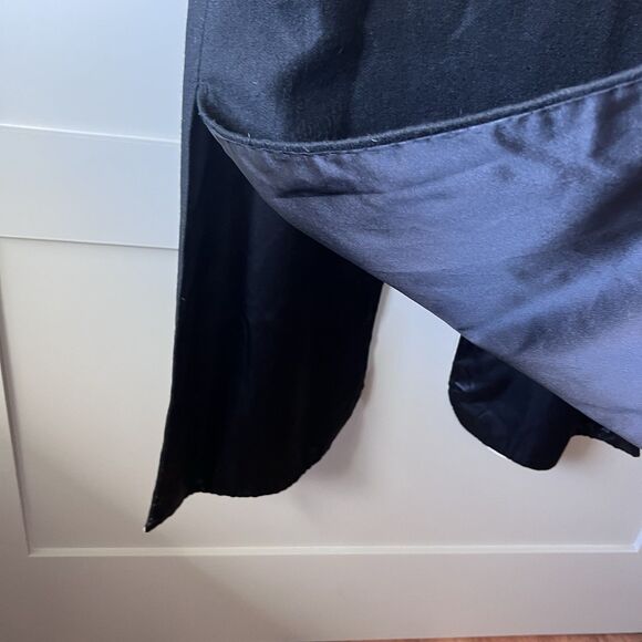 VTG Wool Long Black Coat Vest Jacket Women Small/Med Embroidered Paisley Floral - Picture 8 of 13